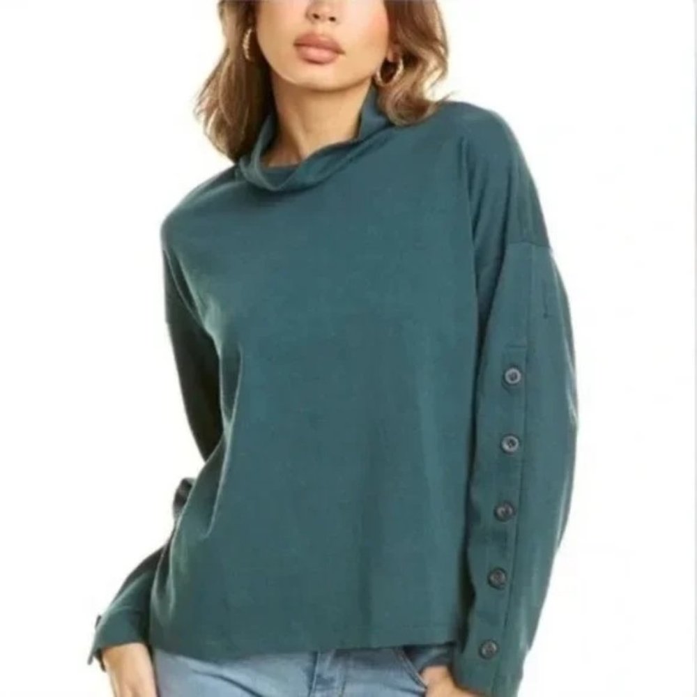 NWT Madewell Button-Sleeve Shirt (Green) XXS